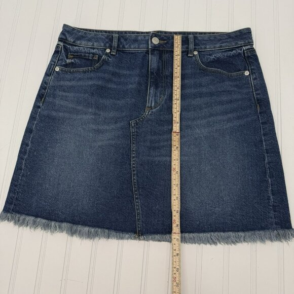 Loft Jean‎ Skirt Womens 10 Blue Denim Made and Loved Raw Hem Pockets Stretch EUC - Picture 5 of 8
